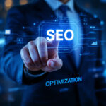 Digital marketing professional analyzing SEO data on laptop