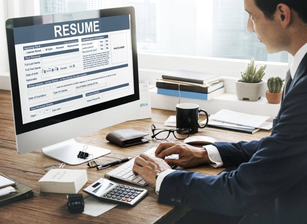 Resume application and employment form concept representing professional job search and career services