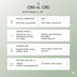 Clear infographic comparing CBG vs CBD differences for US wellness consumers