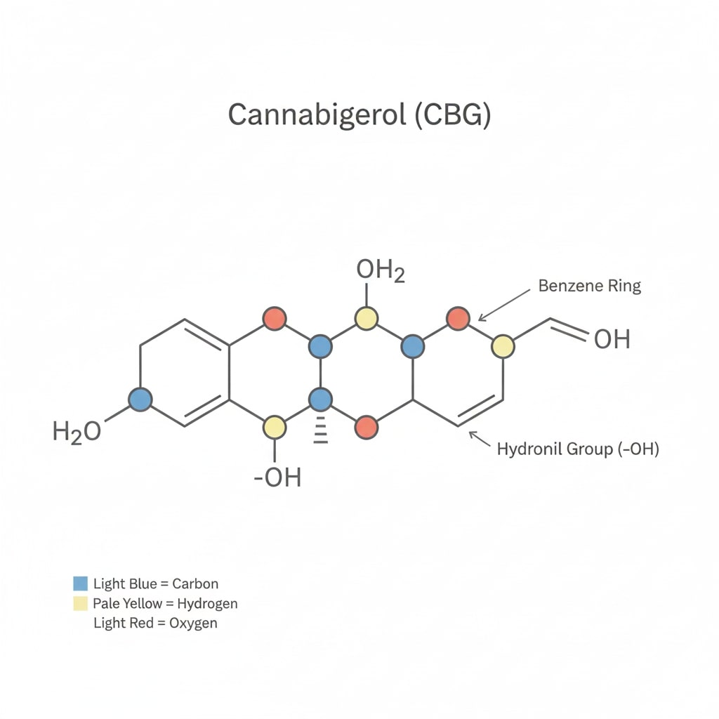 Diagram of the CBG molecule showing basic structure for educational comparison with CBD